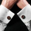 Fordite Cufflinks - 25mm Round - Silver Coated Titainum - 3mm Thick (005)