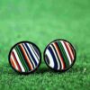Fordite Cufflinks - 16mm Round - Black Coated Titainum - 2mm Thick (008) - Image 3