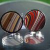 Fordite Cufflinks - Premium Fordite - 16mm Round - Black Coated Titainum - 2mm Thick (011) - Image 3