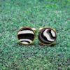 Fordite Cufflinks - Late 70's Early 80's Fordite - 16mm Round - Black Coated Titainum - 2mm Thick (111) - Image 3