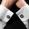 Fordite Cufflinks - Corvette Fordite - 25mm Round - Silver Coated Titainum - 3mm Thick (229)