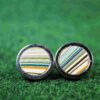 Fordite Cufflinks - Harley Davidson Fordite - 16mm Round - Silver Coated Titainum - 2mm Thick (230) - Image 3
