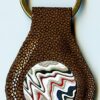 Leather Key Fob - Corvette Fordite - 27mm Round x 2.5mm Thick - Kangaroo Leather (003)