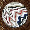 Leather Key Fob - Corvette Fordite - 27mm Round x 2.5mm Thick - Kangaroo Leather (003) - Image 2