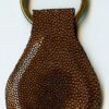 Leather Key Fob - Corvette Fordite - 27mm Round x 2.5mm Thick - Kangaroo Leather (003) - Image 3