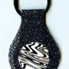 Leather Key Fob - Late 70's Early 80's Fordite - 27mm Round x 2.5mm Thick - Stingray Leather (005)