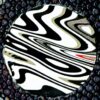 Leather Key Fob - Late 70's Early 80's Fordite - 27mm Round x 2.5mm Thick - Stingray Leather (005) - Image 2