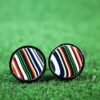 Fordite Cufflinks - 15 Round x 2mm Thick - Black Colored Titainum          (008) - Image 3