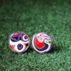 Fordite Cufflinks - 18 Round x 2mm Thick - Silver Colored Titainum          (016) - Image 2