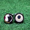 Fordite Cufflinks - 16 Round x 3mm Thick - Black Colored Titainum          (034)