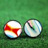 Fordite Cufflinks - 18 Round x 2mm Thick - Silver Colored Titainum          (040) - Image 3