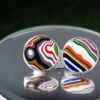 Fordite Cufflinks - 25 Round x 1mm Thick - Silver Colored Brass          (042)
