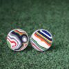 Fordite Cufflinks - 25 Round x 1mm Thick - Silver Colored Brass          (042) - Image 2