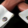 Fordite Cufflinks - 25 Round x 1mm Thick - Silver Colored Brass          (042) - Image 3