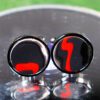 Fordite Cufflinks - 15 Round x 2mm Thick - Black Colored Titainum          (054) - Image 2