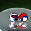 Fordite Cufflinks - 15 Round x 3mm Thick - Silver Colored Titainum          (088)
