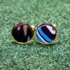 Fordite Cufflinks - 15 Round x 2mm Thick - Gold Colored Titainum          (102)
