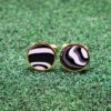 Fordite Cufflinks - 15 Round x 2mm Thick - Gold Colored Titainum          (111)
