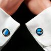 Fordite Cufflinks - 15 Round x 3mm Thick - Silver Colored Titainum          (116) - Image 3