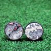 Fordite Cufflinks - 25 Round x 3mm Thick - Silver Colored Titainum          (122)