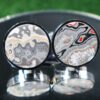 Fordite Cufflinks - 25 Round x 3mm Thick - Silver Colored Titainum          (122) - Image 2