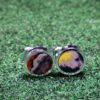 Fordite Cufflinks - 15 Round x 3mm Thick - Silver Colored Titainum          (125)