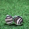 Fordite Cufflinks - 15 Round x 3mm Thick - Silver Colored Titainum          (126)