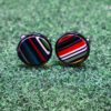 Fordite Cufflinks - 15 Round x 2mm Thick - Black Colored Titainum          (130)