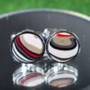 Fordite Cufflinks - 15 Round x 2mm Thick - Silver Colored Titainum          (131) - Image 2