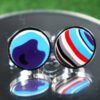 Fordite Cufflinks - 18 Round x 2mm Thick - Silver Colored Titainum          (146) - Image 2