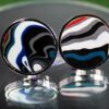 Fordite Cufflinks - 25 Round x 2mm Thick - Silver Colored Titainum          (148) - Image 2