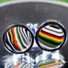 Fordite Cufflinks - 15 Round x 3mm Thick - Silver Colored Titainum          (150) - Image 2