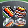 Fordite Cufflinks - 15 Round x 2mm Thick - Silver Colored Titainum          (153) - Image 2