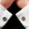Fordite Cufflinks - 15 Round x 2mm Thick - Silver Colored Titainum          (153) - Image 3