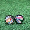 Fordite Cufflinks - Premium Fordite - 15 Round x 2mm Thick - Black Colored Titainum          (156)