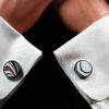 Fordite Cufflinks - 25 Round x 3mm Thick - Silver Colored Titainum          (162) - Image 3