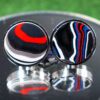 Fordite Cufflinks - 25 Round x 3mm Thick - Silver Colored Titainum          (164) - Image 2