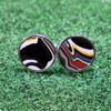 Fordite Cufflinks - 18 Round x 2mm Thick - Silver Colored Titainum          (165)