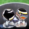 Fordite Cufflinks - 18 Round x 2mm Thick - Silver Colored Titainum          (165) - Image 2