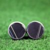 Fordite Cufflinks - 15 Round x 2mm Thick - Black Colored Titainum          (166) - Image 3