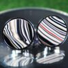 Fordite Cufflinks - 25 Round x 2mm Thick - Silver Colored Titainum          (168) - Image 2