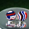 Fordite Cufflinks - 25 Round x 3mm Thick - Silver Colored Titainum          (170)
