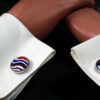 Fordite Cufflinks - 25 Round x 3mm Thick - Silver Colored Titainum          (170) - Image 3