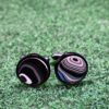 Fordite Cufflinks - 15 Round x 2mm Thick - Black Colored Titainum          (178)
