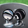 Fordite Cufflinks - 15 Round x 2mm Thick - Black Colored Titainum          (178) - Image 2