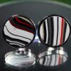 Fordite Cufflinks - 18 Round x 2mm Thick - Silver Colored Titainum          (180) - Image 5