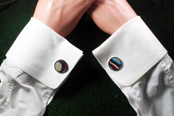 Fordite Cufflinks - 25 Round x 2mm Thick - Silver Colored Titainum          (181) - Image 4