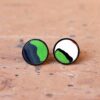Fordite Cufflinks - 15 Round x 2mm Thick - Gold Colored Titainum          (187)