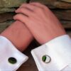 Fordite Cufflinks - 15 Round x 2mm Thick - Gold Colored Titainum          (187) - Image 2