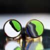 Fordite Cufflinks - 15 Round x 2mm Thick - Gold Colored Titainum          (187) - Image 3